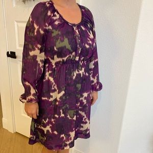 J crew silk purple long sleeve dress